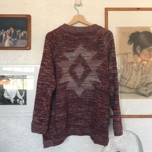 Chunky Cardigan with Aztec Print